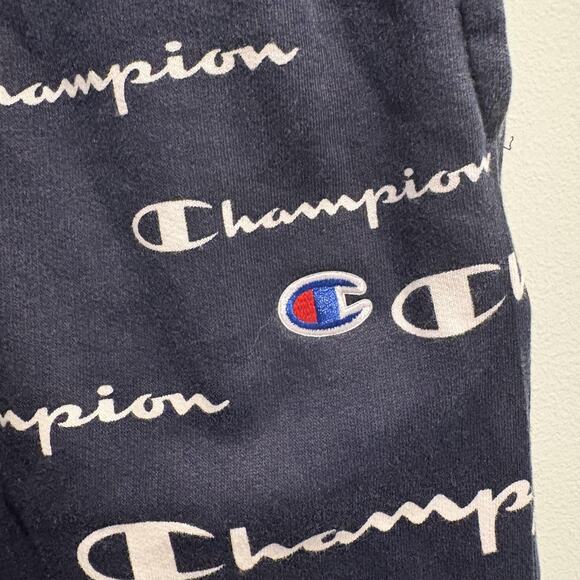 Champion Shorts Mens 2XLT Navy Blue All Over Print Logo Athletic Big Tall - Picture 4 of 13